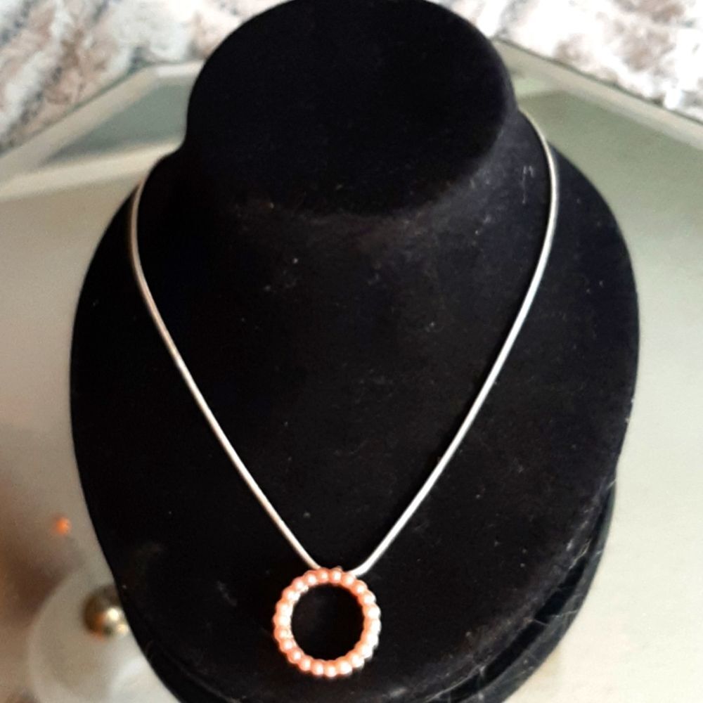 PINK SILVER Plated Ring‎ Of Pearls Adjustable 22 Long